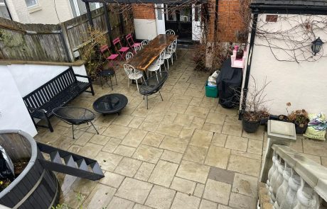 Garden patio after jet washing
