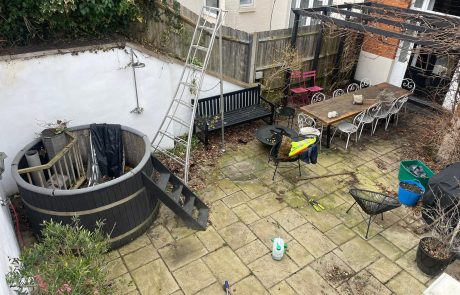 Garden patio before jet washing
